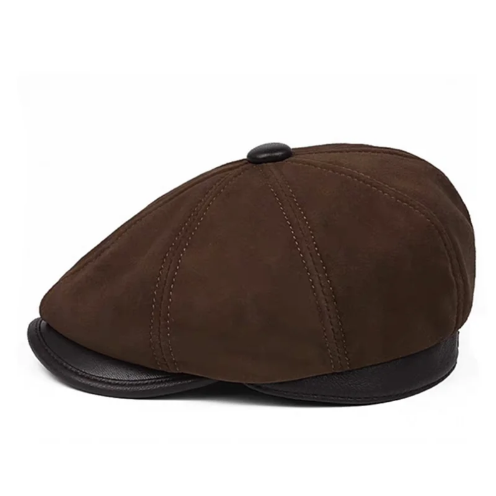 Carter Genuine Suede Leather Newsboy Cap