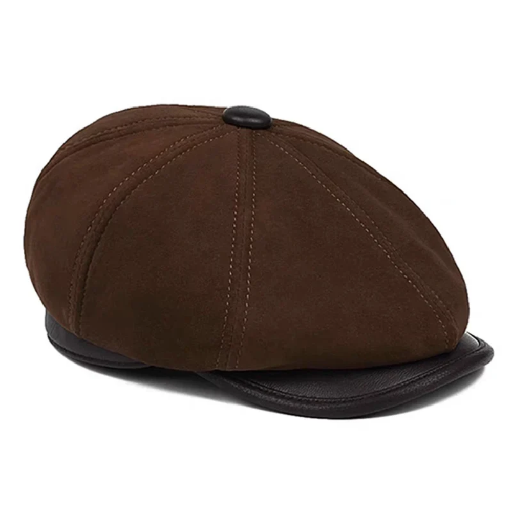 Carter Genuine Suede Leather Newsboy Cap