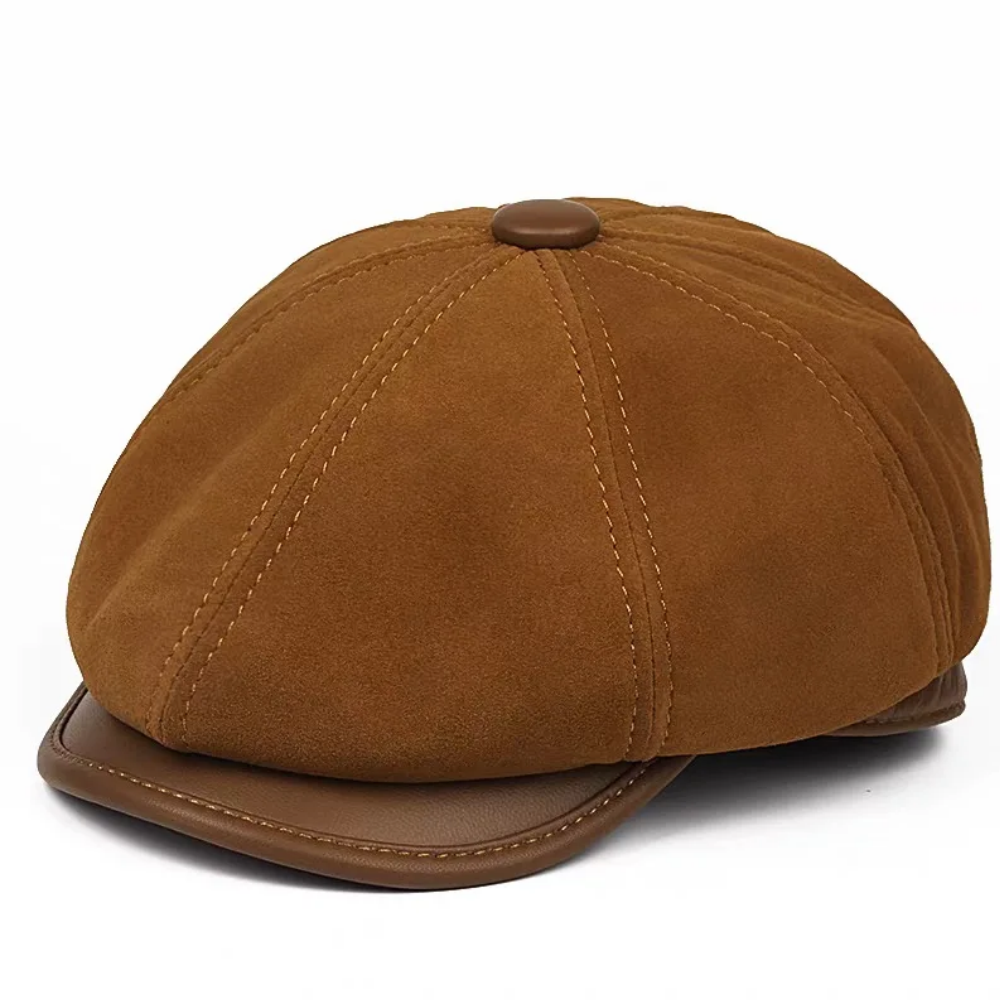 Carter Genuine Suede Leather Newsboy Cap