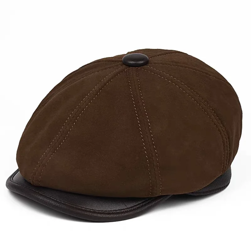 Carter Genuine Suede Leather Newsboy Cap