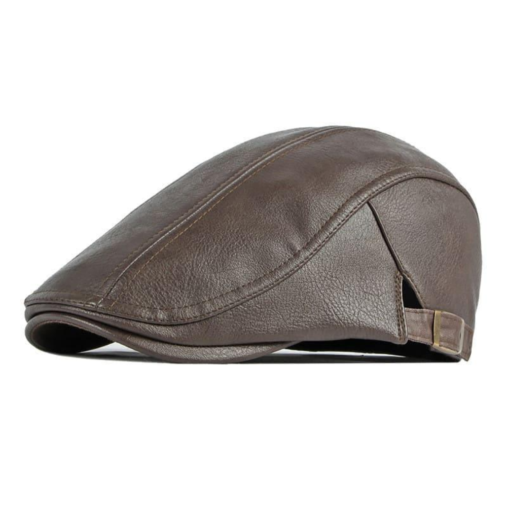 Cavendish Leather Flat Cap