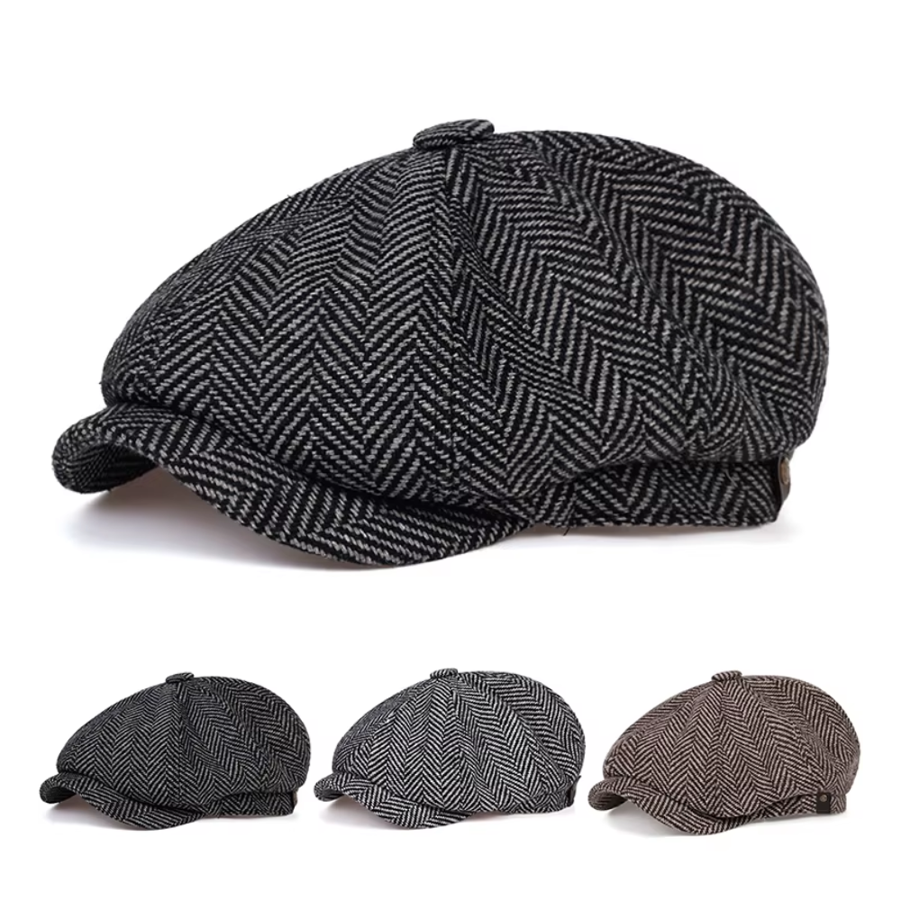 Thorpe Herringbone Newsboy Cap