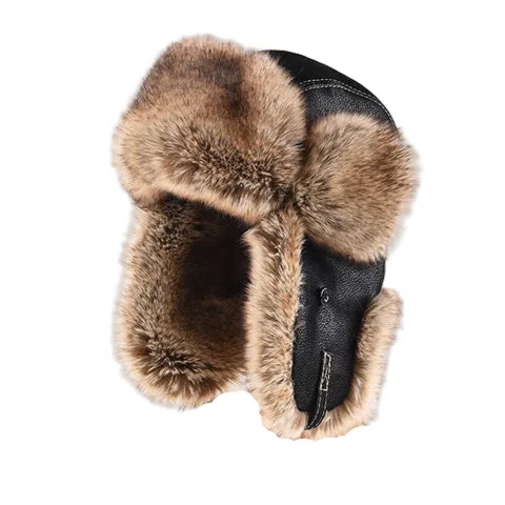 Frostpeak Windproof Leather Trapper Hat with Warm Fur Lining