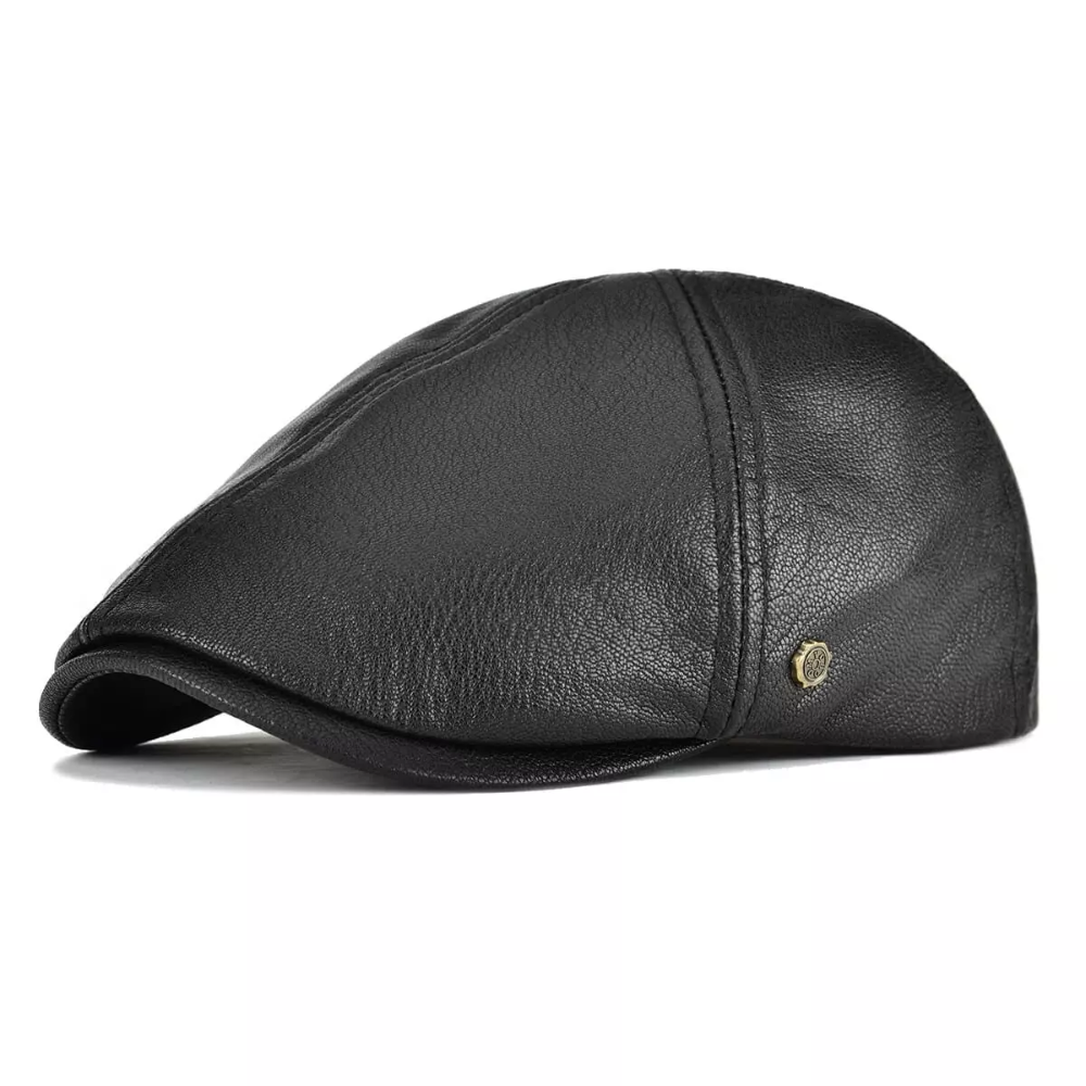 Kingsbridge Genuine Leather Flat Cap