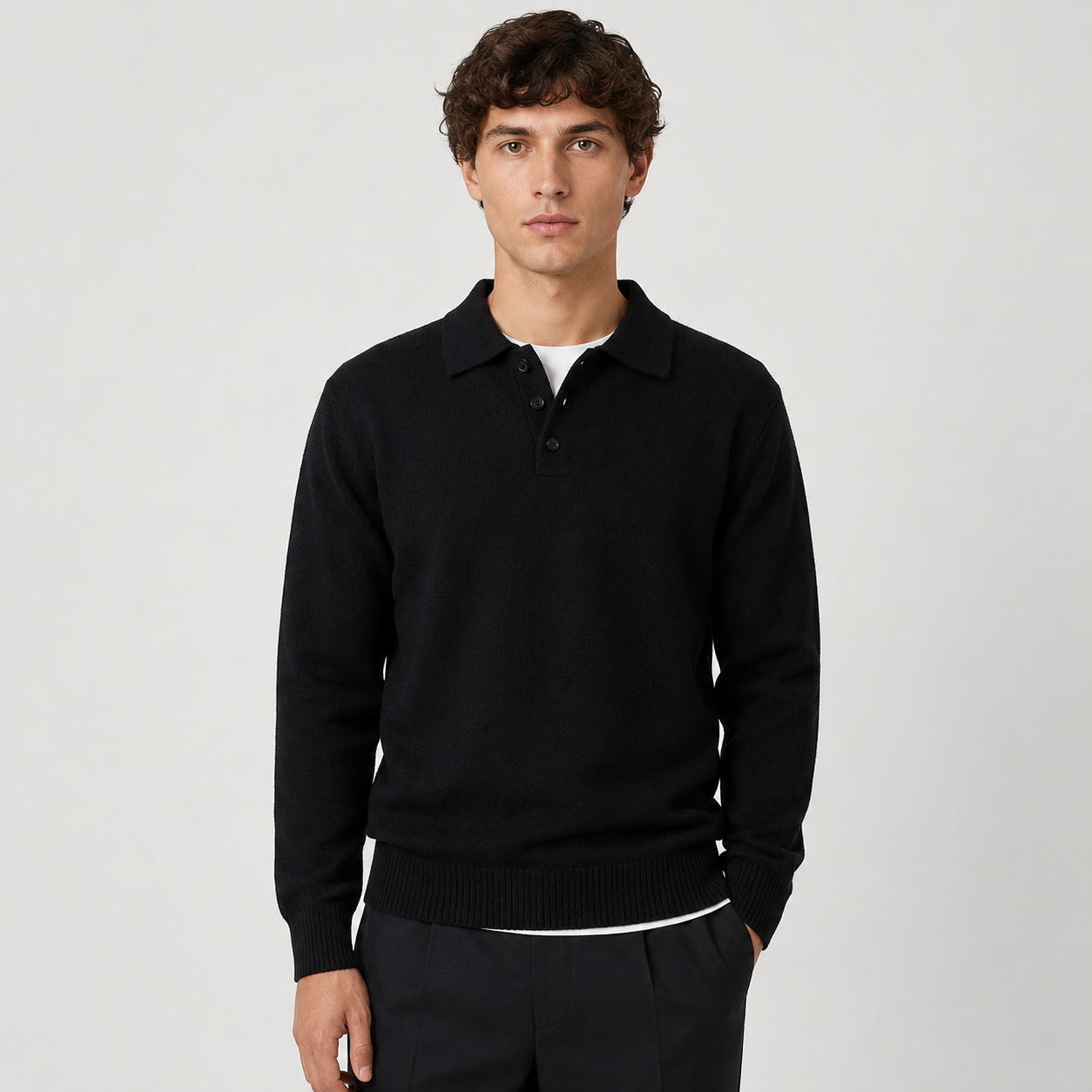 Men's Knitted Polo Jumper