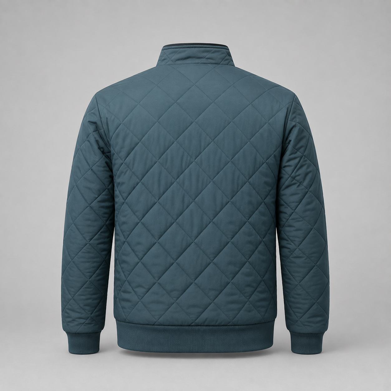 Men's Zip-Up Diamond Quilted Stand Collar Jacket