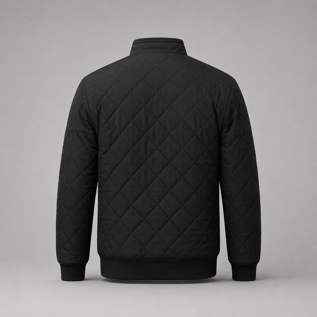 Men's Zip-Up Diamond Quilted Stand Collar Jacket