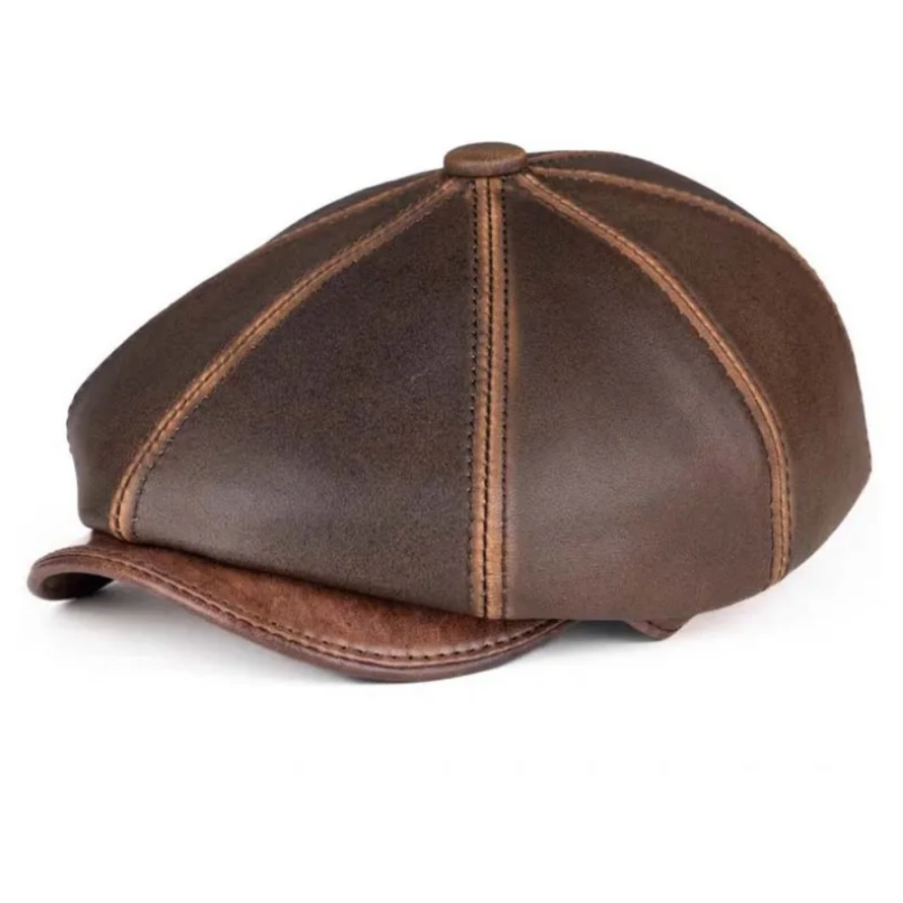 Morgan Genuine Leather 8-Panel Newsboy Cap