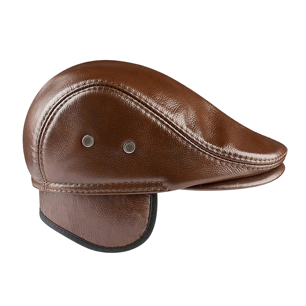 Northampton Genuine Leather Earflap Flat Cap