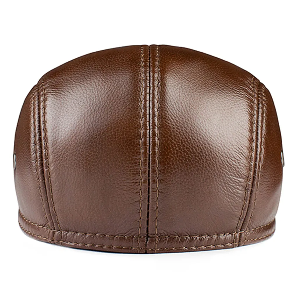 Northampton Genuine Leather Earflap Flat Cap