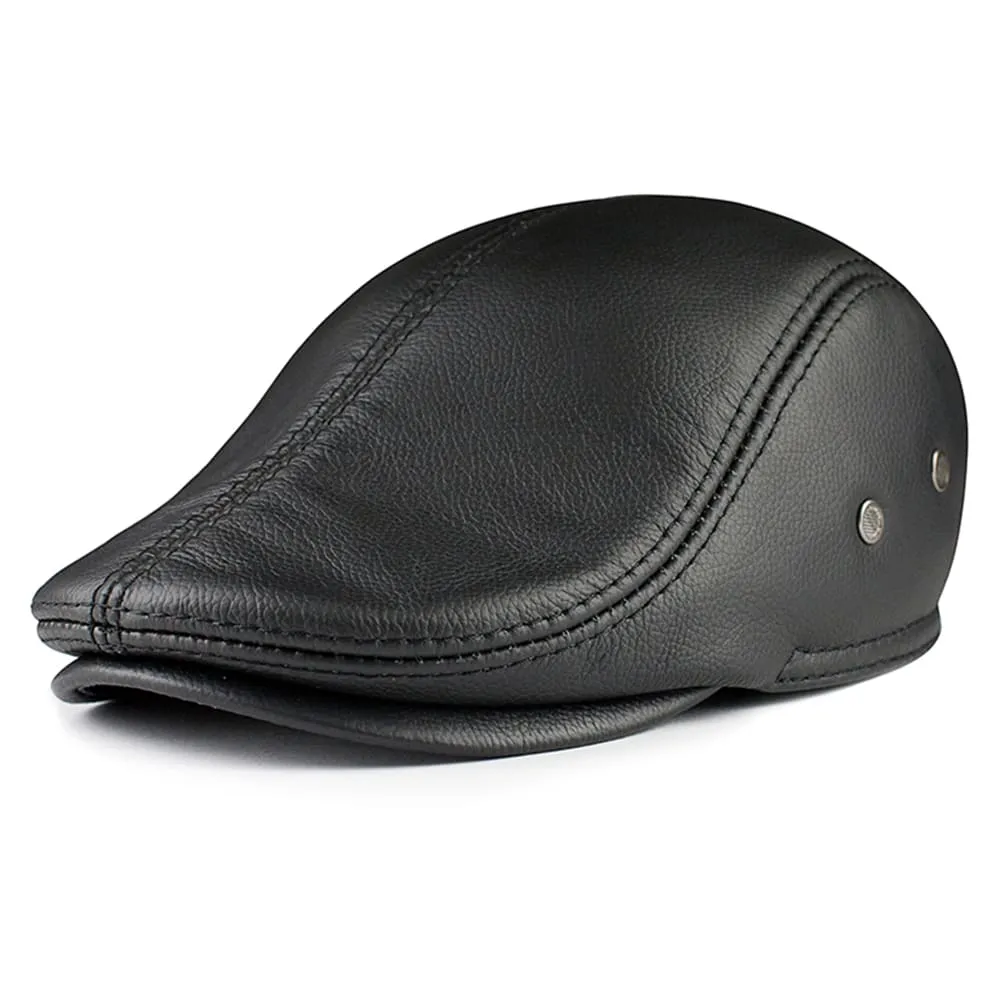 Northampton Genuine Leather Earflap Flat Cap
