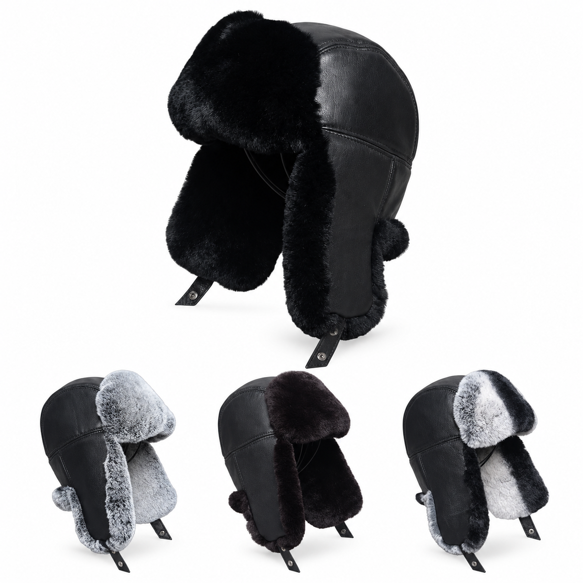 Northcrest Genuine Leather Winter Trapper Bomber Hat