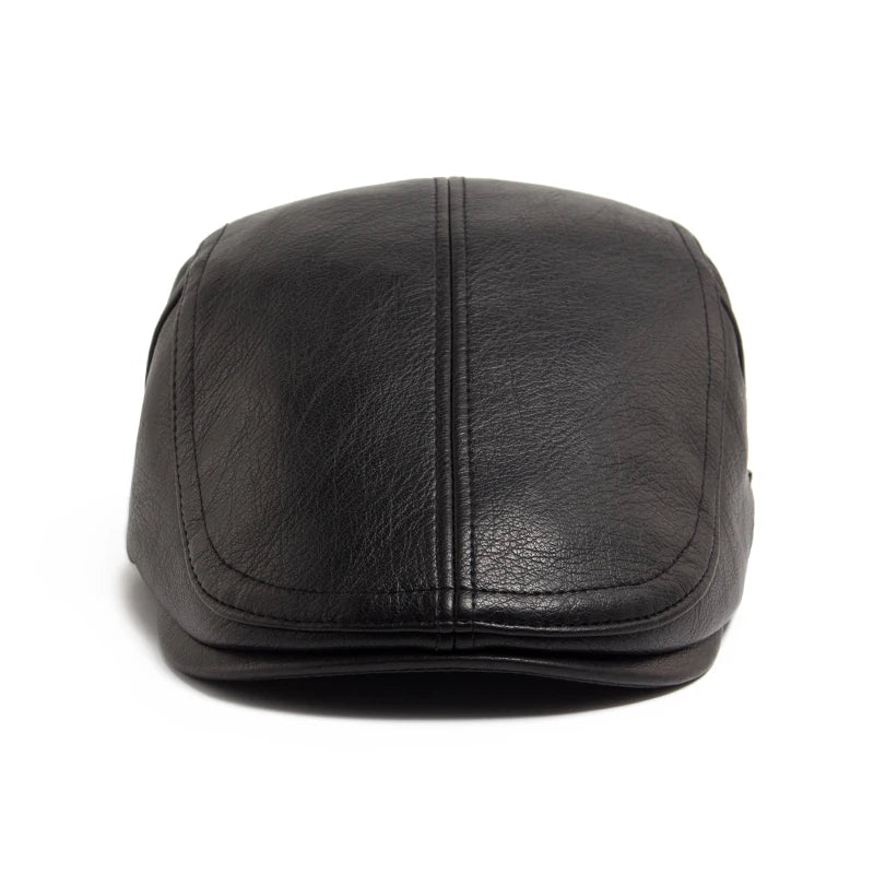 Hudson Faux Leather Flat Cap