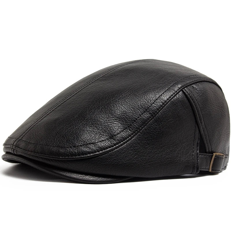 Hudson Faux Leather Flat Cap