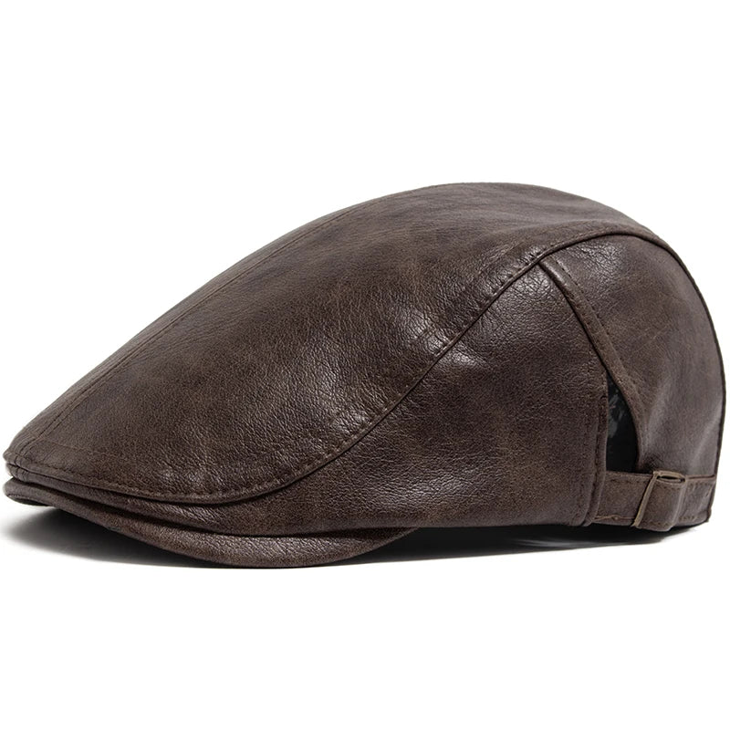 Hudson Faux Leather Flat Cap