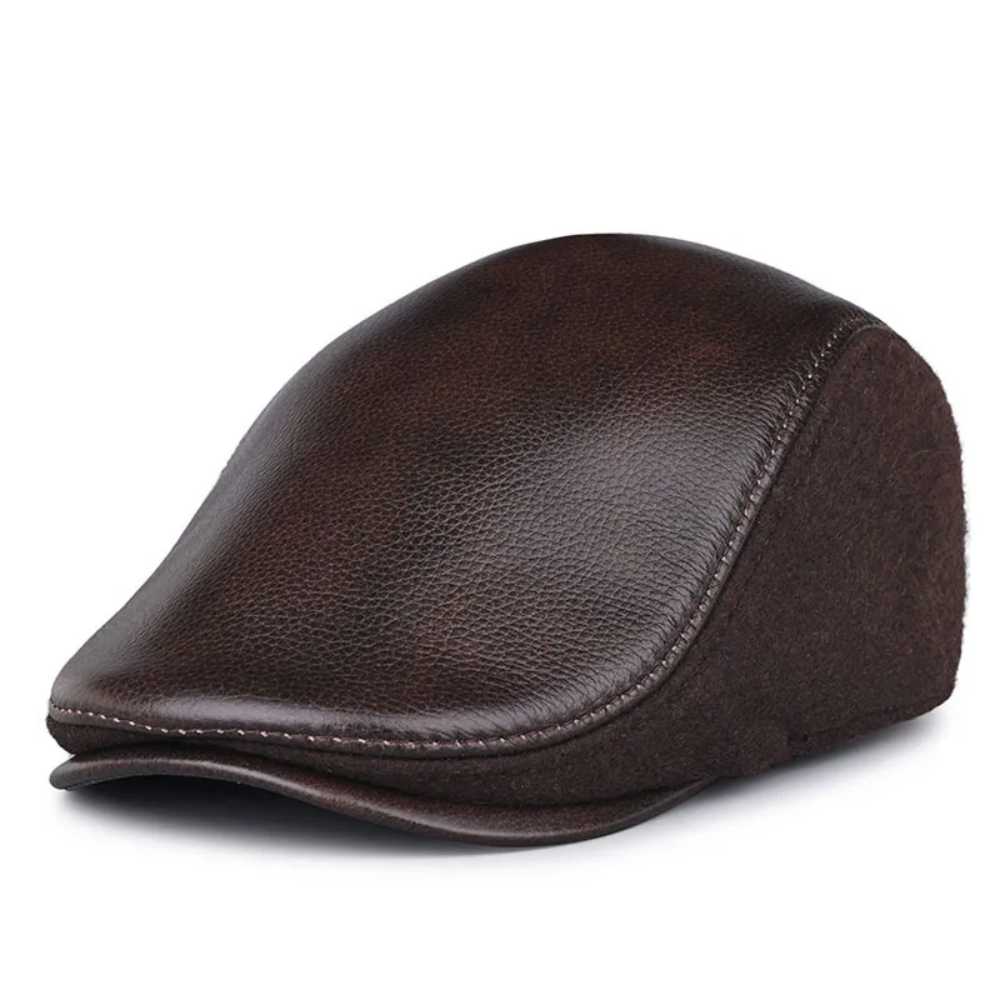 Sutton Houndstooth Genuine Leather Duckbill Cap