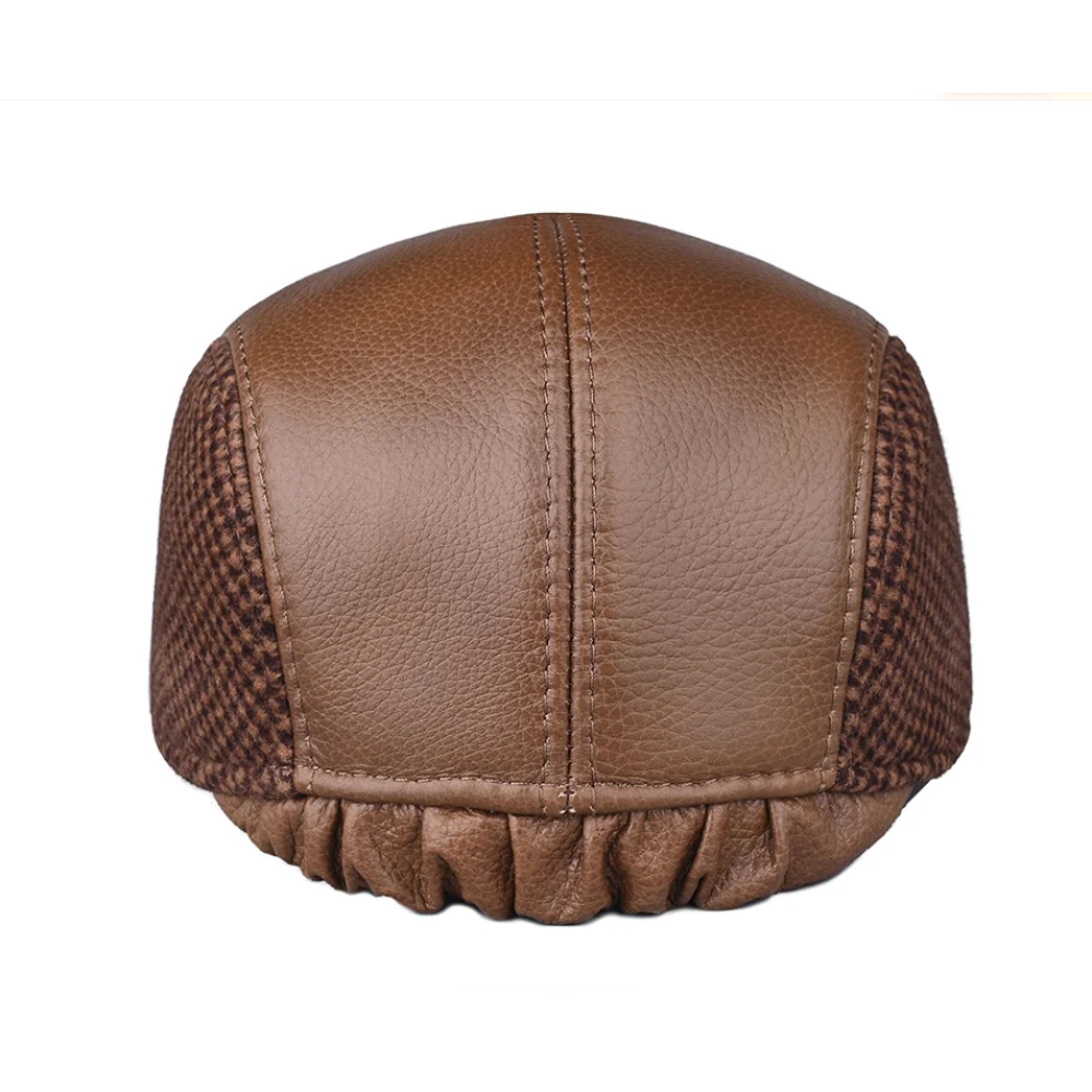 Sutton Houndstooth Genuine Leather Duckbill Cap