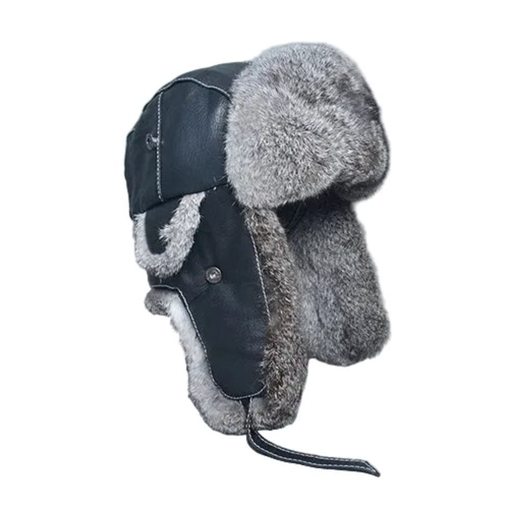 Winterpeak Genuine Leather Fur-Lined Trapper Hat